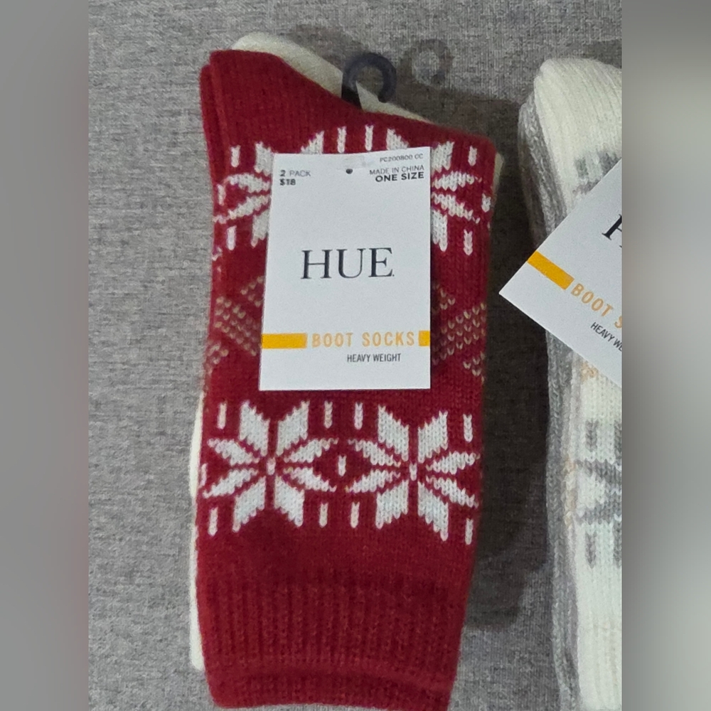 6 HUE New Boot Socks Heavy Weight Nordic Snowflake - Picture 2 of 5